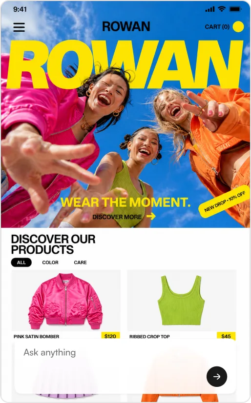 Runable website and AI prompt interface on mobile